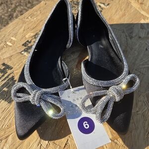 Women’s Flat Shoes Bundle - Black Sparkle (6) & Silver (6.5)